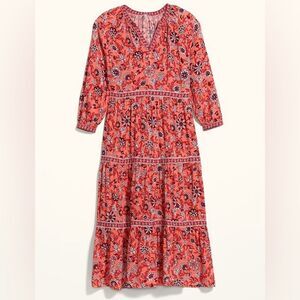 Old navy size medium Floral-Print Tiered-Hem Midi Swing Dress